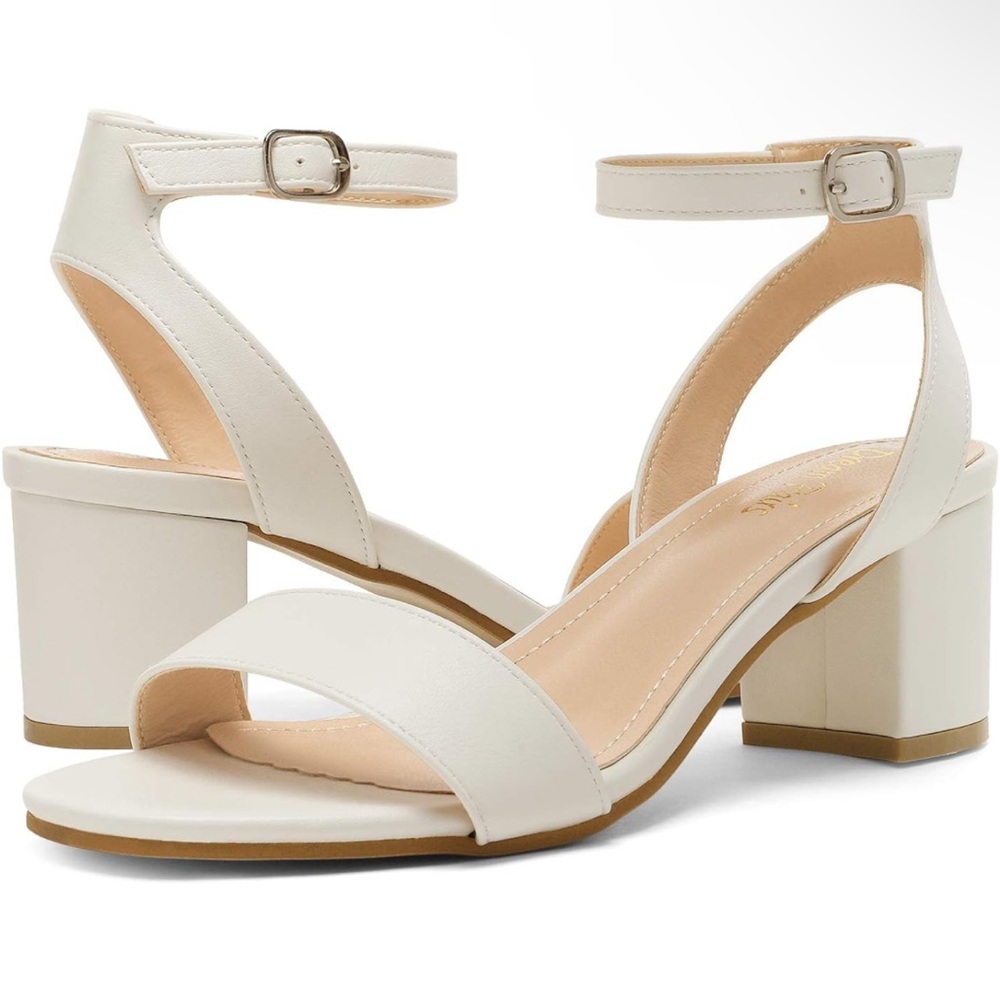 NEW Size 9 Women’s White Bridal Chunky Heels | Engagement, Bachelorette, Wedding